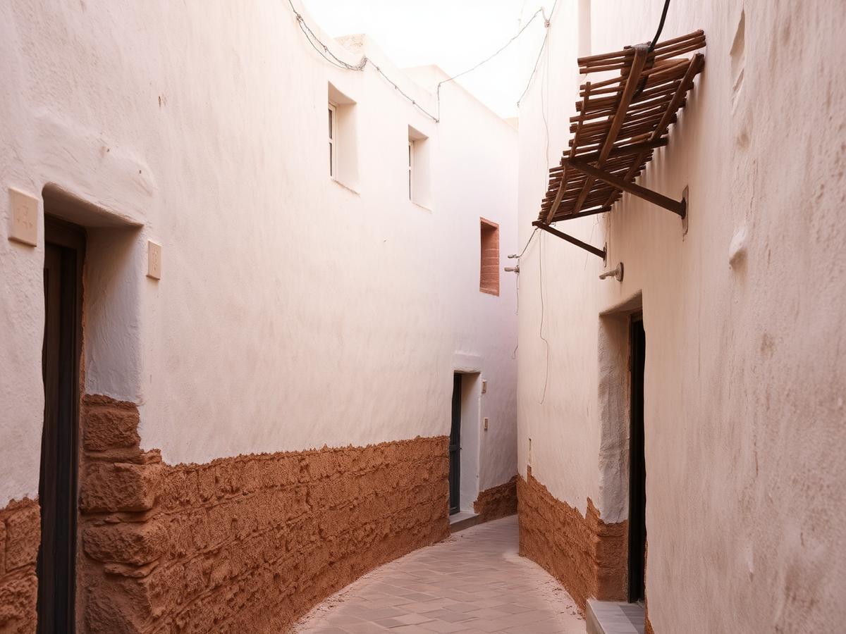 Verwinkelte, weiss getünchte Altstadtgassen von Ghadames, Libyen